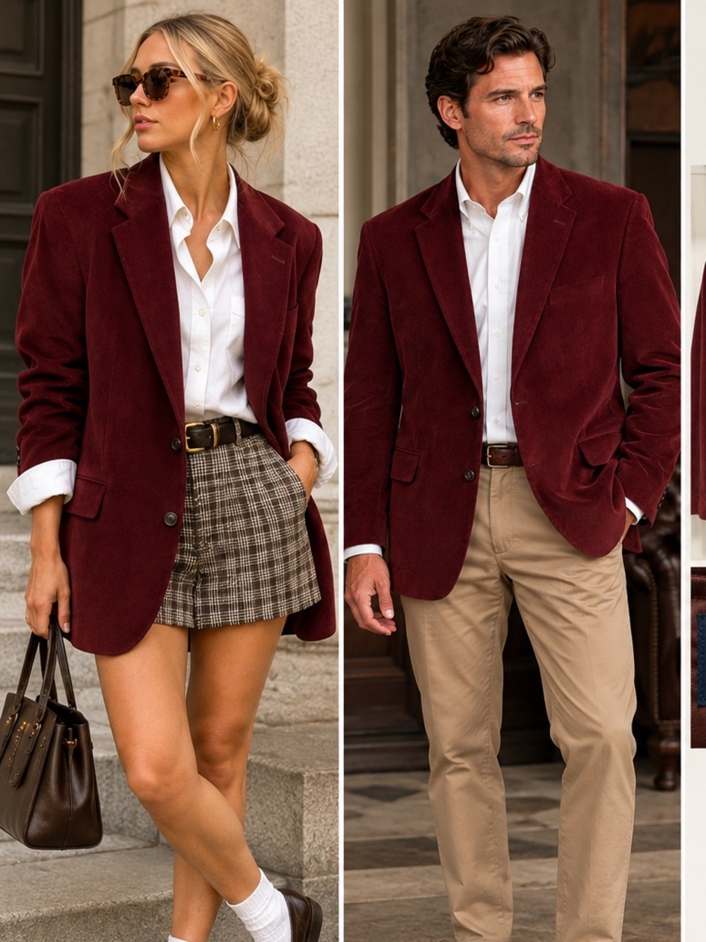Stafford Men's Corduroy Blazer in Deep Wine